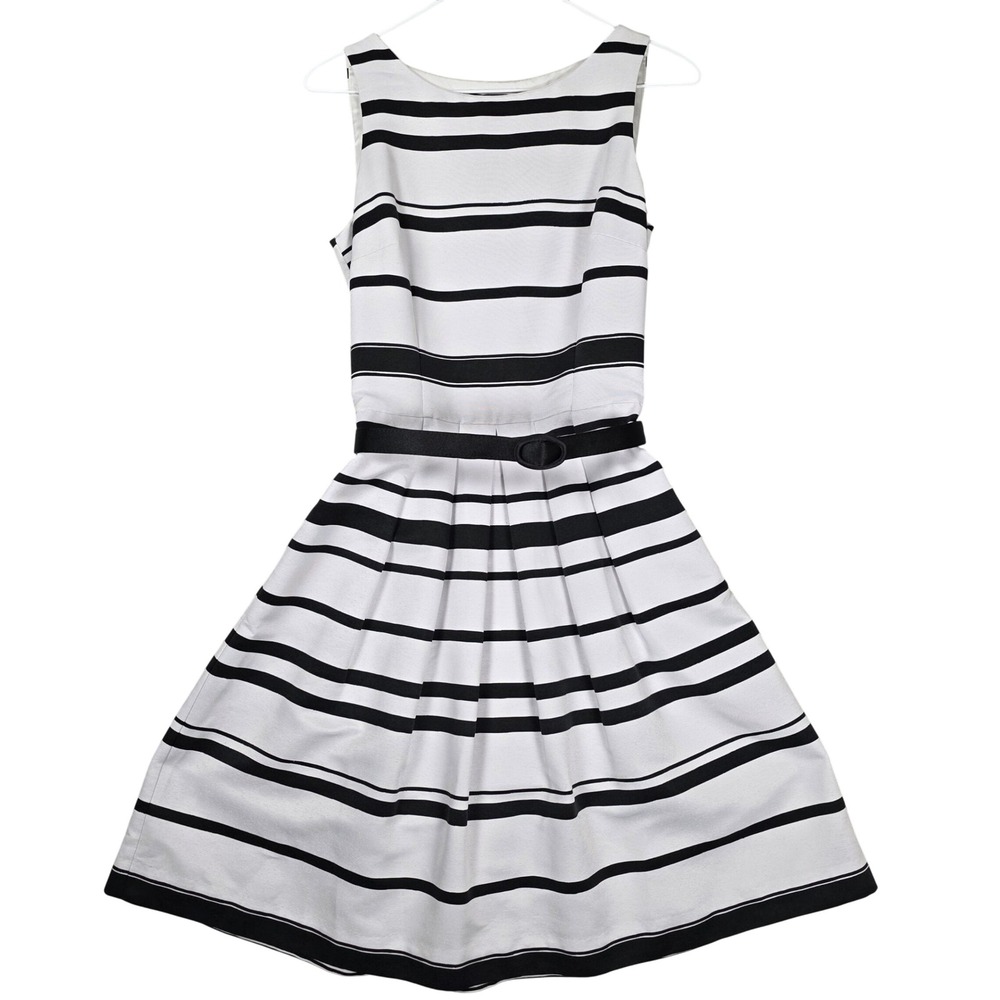 White House Black Market Pleated Fit & Flare Midi Dress Belt Size 4
